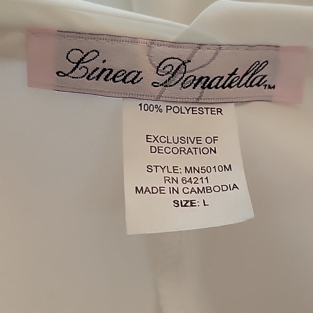 Linea Dontella Woman's White Chemise With Lace & Bottom Sheer Ruffle: Size: L - Picture 9 of 10